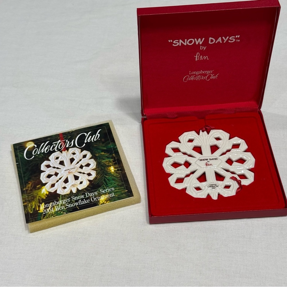 2004 Longaberger Collectors Club Ben White Ceramic‎ Snowflake Ornament